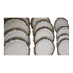 Service of 12 flat plates Salins France, taupe rim.