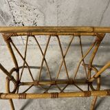 60s rattan magazine rack