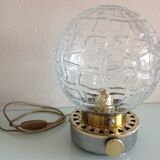 Structured glass globe lamp and metal-brass/ vintage 60s and 70s base