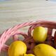 Vintage pink woven ceramic fruit basket