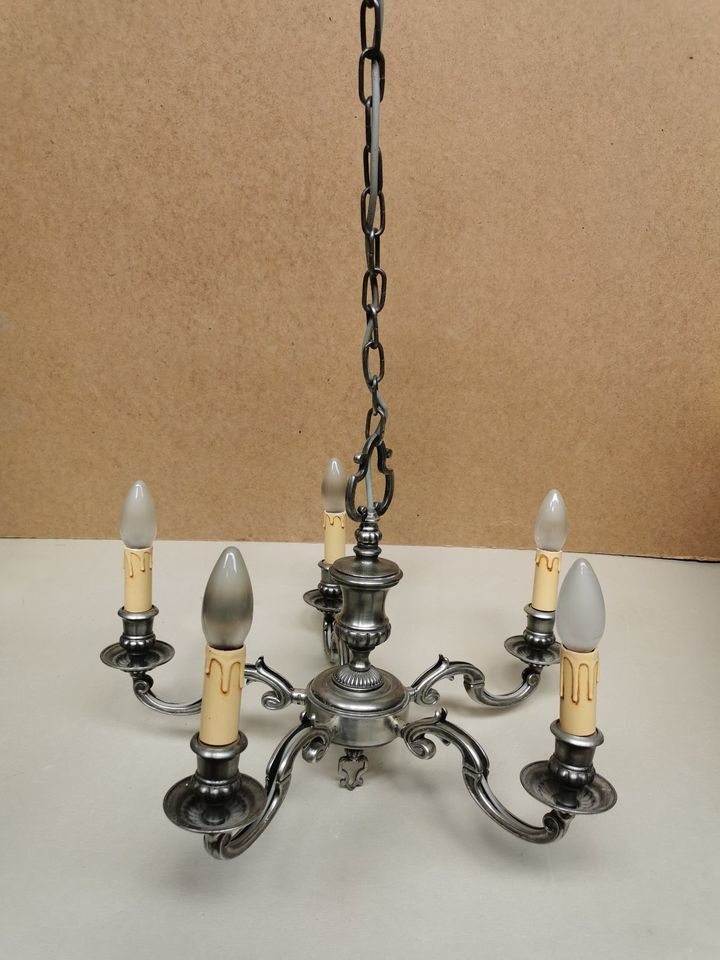 Pendant lamp with 5 Branches candlestick silver candlestick