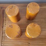 4 old glazed terracotta cups