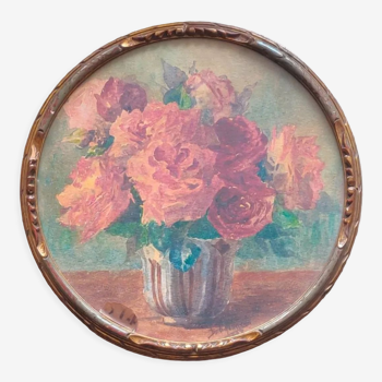 Aquarelle bouquet de roses XIXème