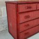 Vintage red lacquered rattan chest of drawers
