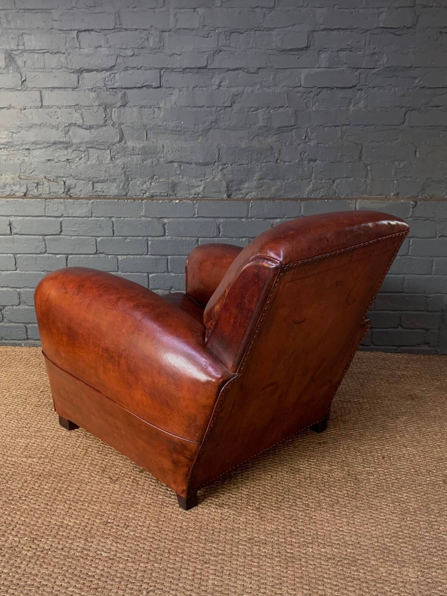 French, leather club chair, cuban lounge model circa 1940's