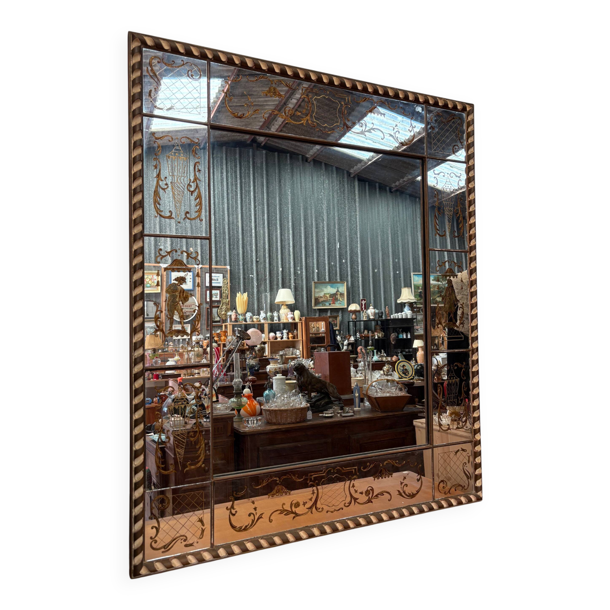 Large antique engraved and gilded wall mirror – Venetian style