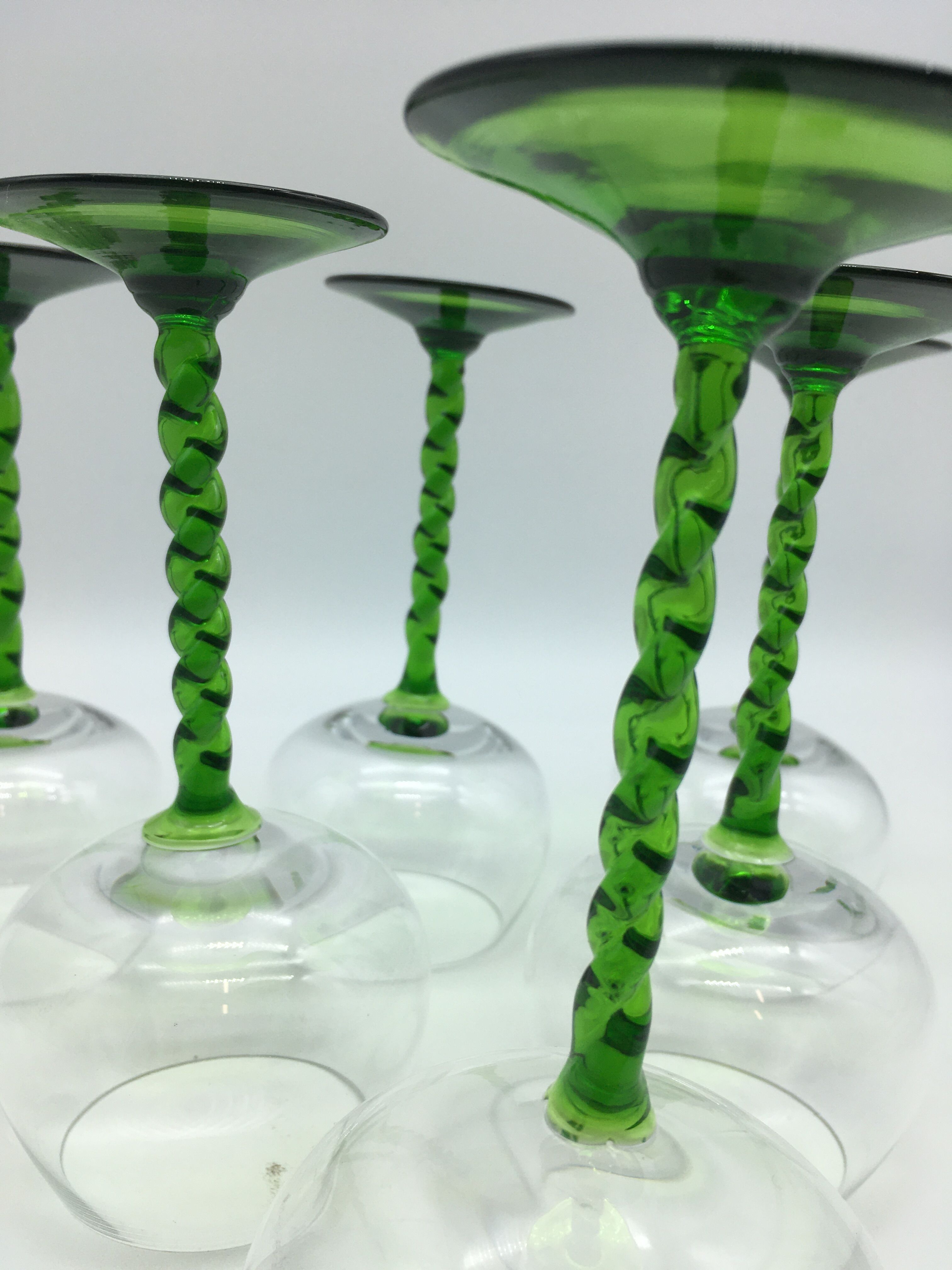 6 wine glasses with crystal twisted foot