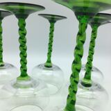 6 wine glasses with crystal twisted foot