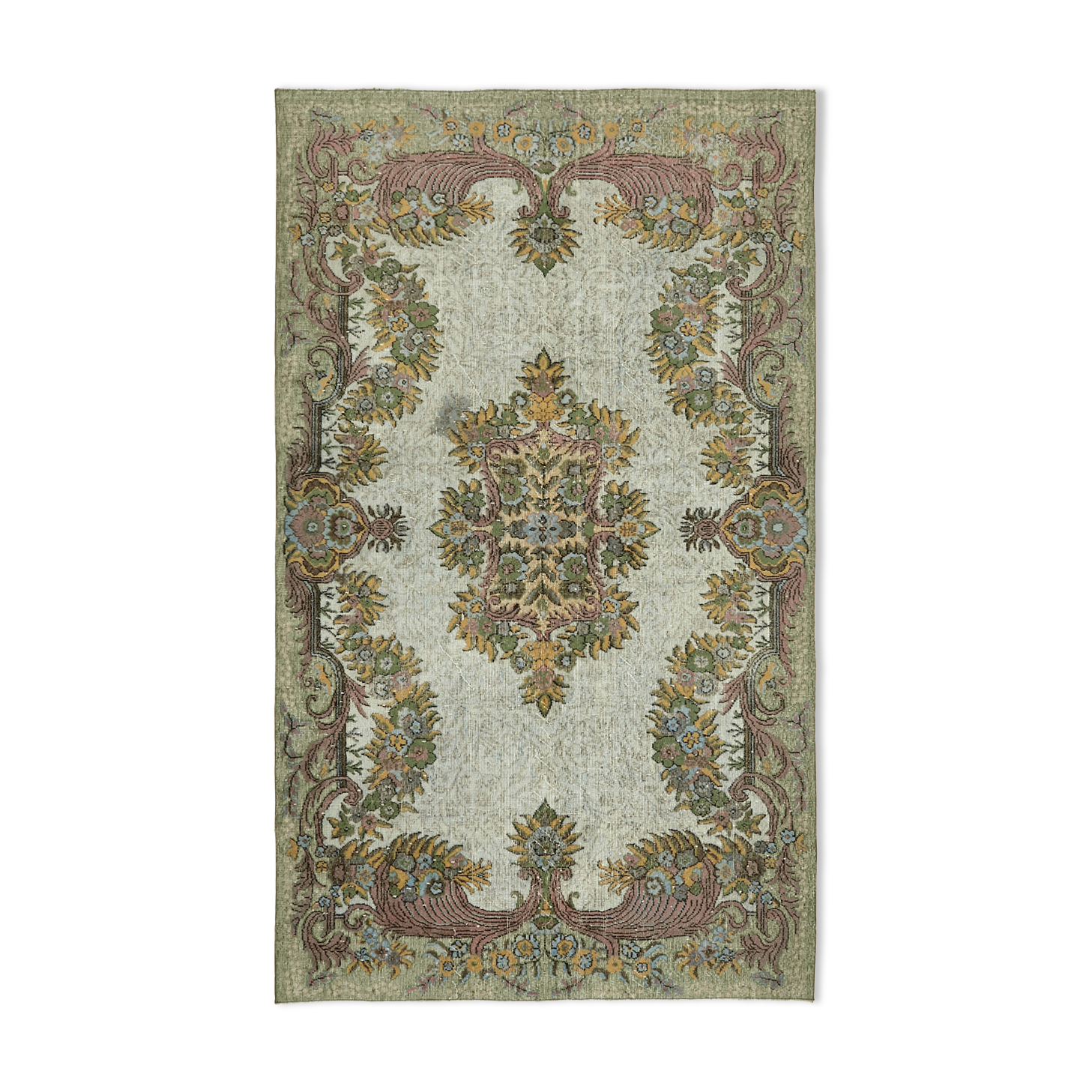 Hand-Knotted Carved Turkish 1970s 183 cm x 302 cm