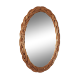Oval mirror in braided wicker