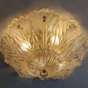 Barovier & Toso Foglia d’Oro Murano ceiling lamp, Italy, 1980s