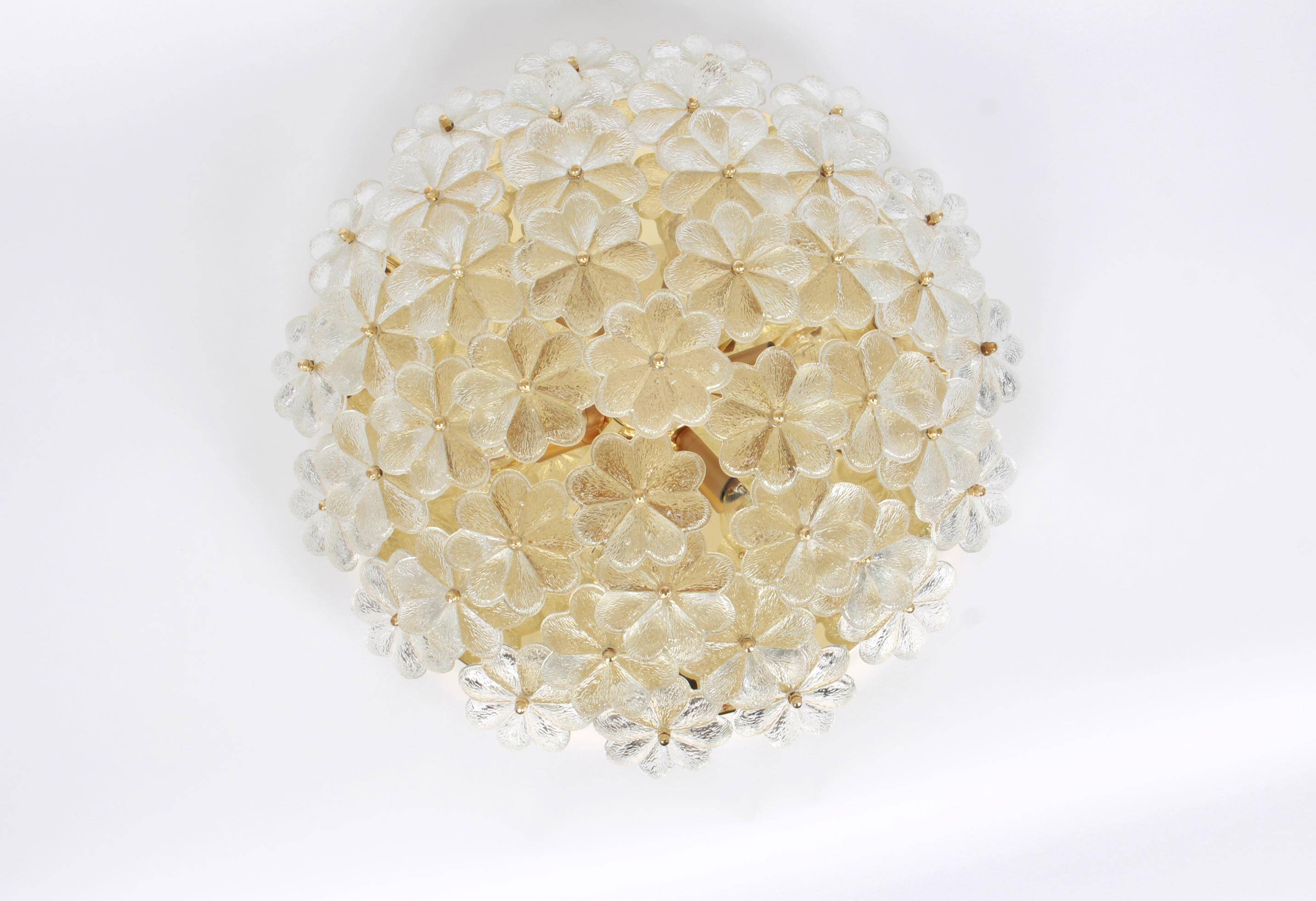 Large flower ceiling light in Murano glass, Ernst Palme, Germany, 1970s