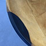 Italian Tan Suede and Black Leather Saucer Chair