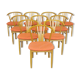 Set of 11 modern curved wood oak chairs