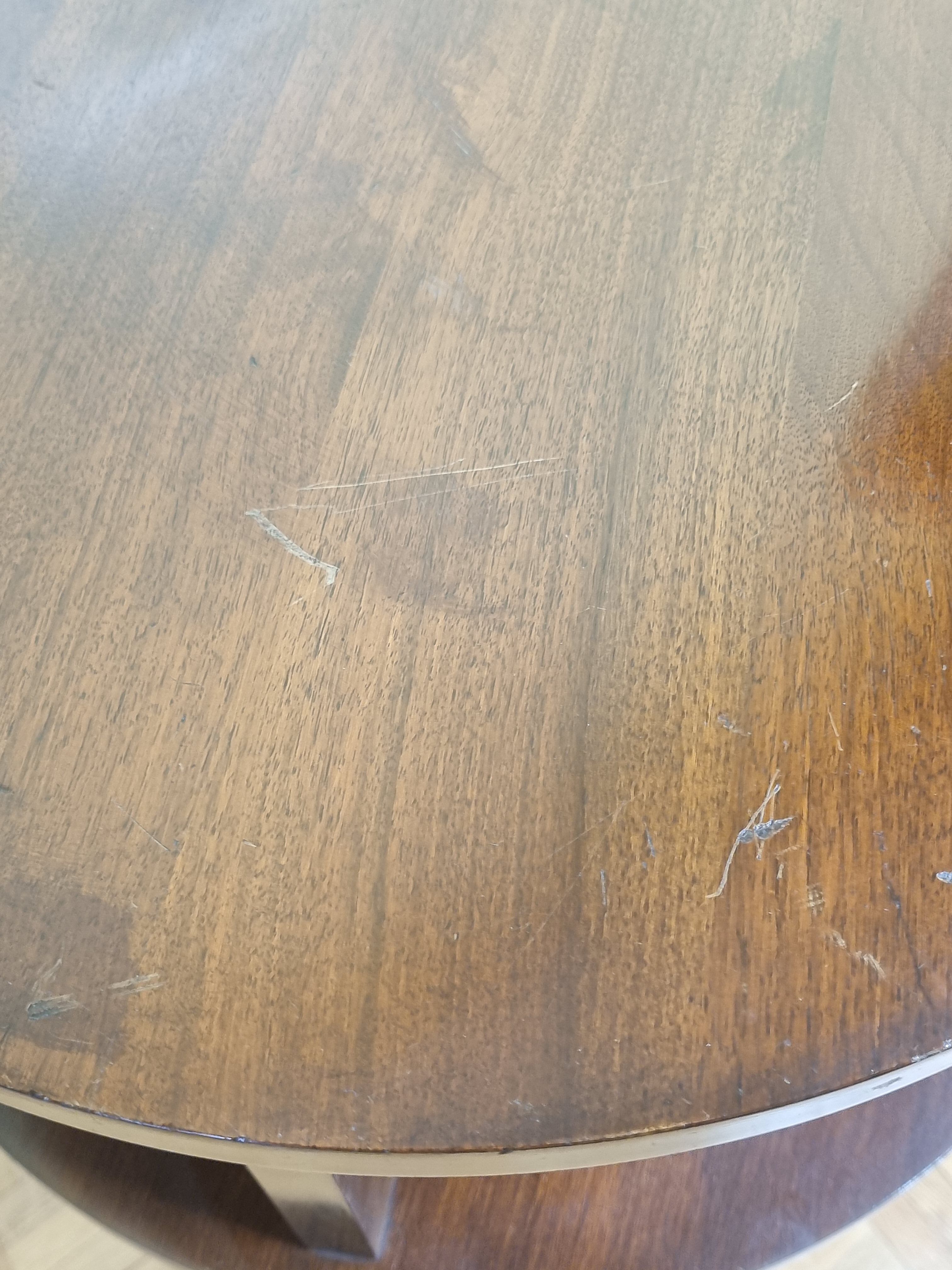 Solid wood pedestal table in Art Deco style