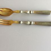 old horn salad cutlery