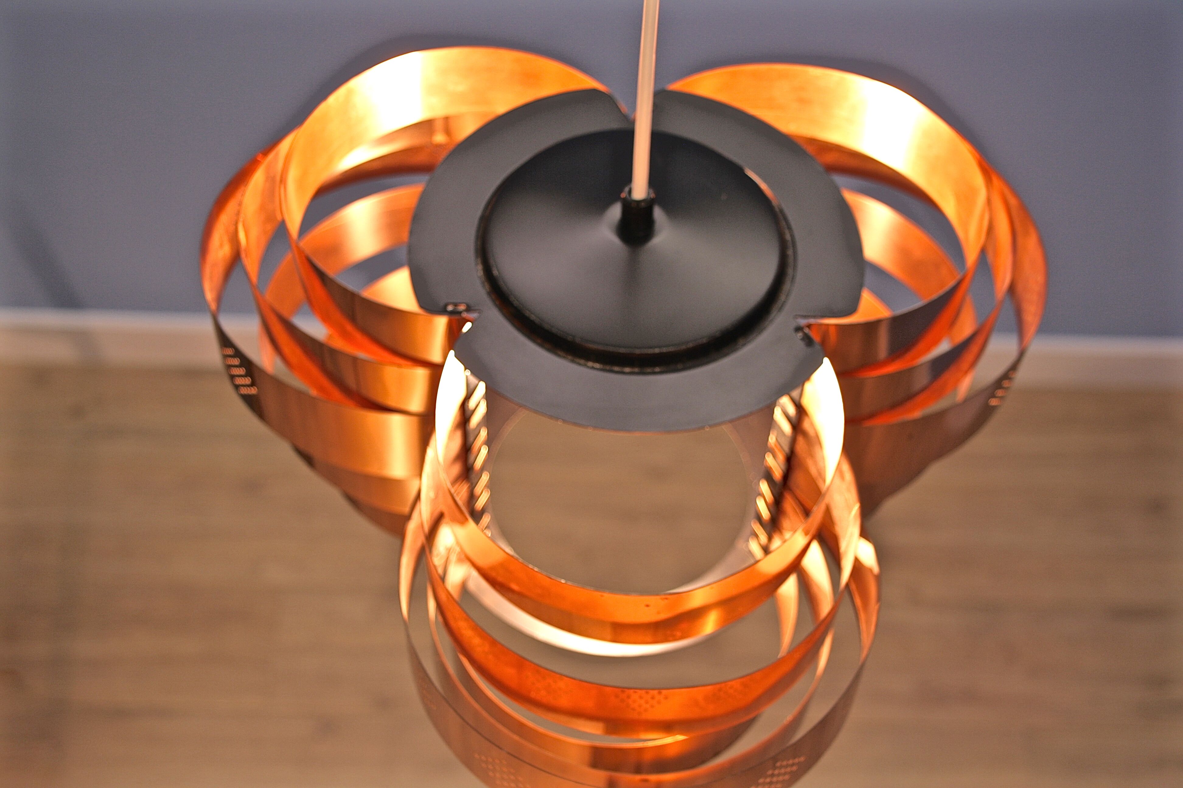 Danish hanging lamp in copper by Werners Schou for Coronell Elektro, 1960s