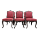Set of 6 Louis XV style chairs in walnut and brass.