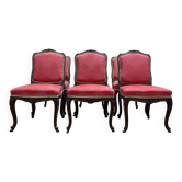 Set of 6 Louis XV style chairs in walnut and brass.
