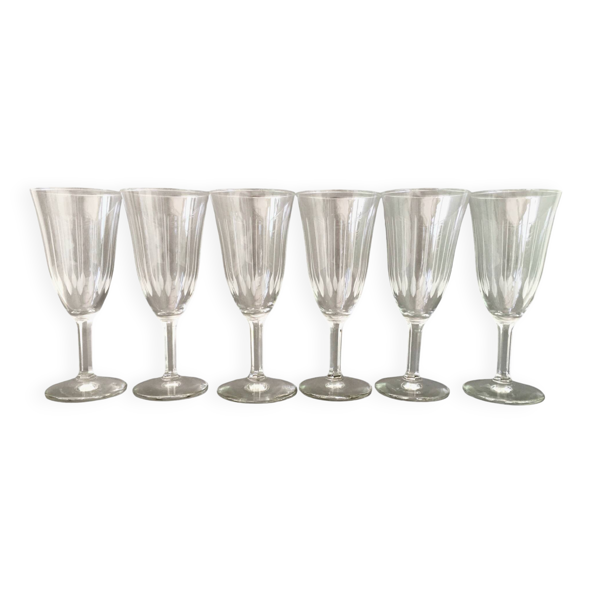 6 chiseled champagne flutes