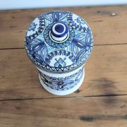 Covered ceramic pot, Tunisian artisan – 1970s – Blue and turquoise