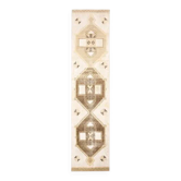 1970s Vintage Turkish Hand-Knotted Wool Cotton Beige Runner Rug 90x391
