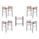 Set of 5 classic bar stools Natural Tabaco Tanned leather Black rubber Metal