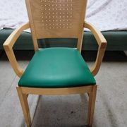 Set of 16 vintage Fameg wooden bistro armchairs