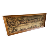 Vintage wall decoration / tapestry under frame