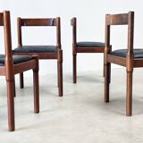 Set of six leather "Carimate" dining chairs by Vico Magistretti for Cassina