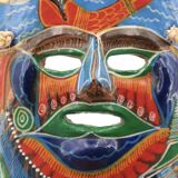 Colorful terracotta mask from Mexico, 1970s