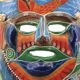 Colorful terracotta mask from Mexico, 1970s