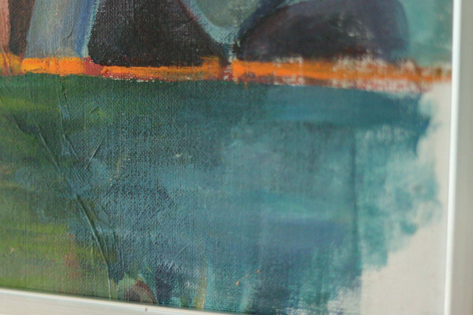 Original Swedish abstract oil painting on canvas "Abstract Rocks"