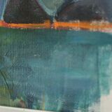 Original Swedish abstract oil painting on canvas "Abstract Rocks"