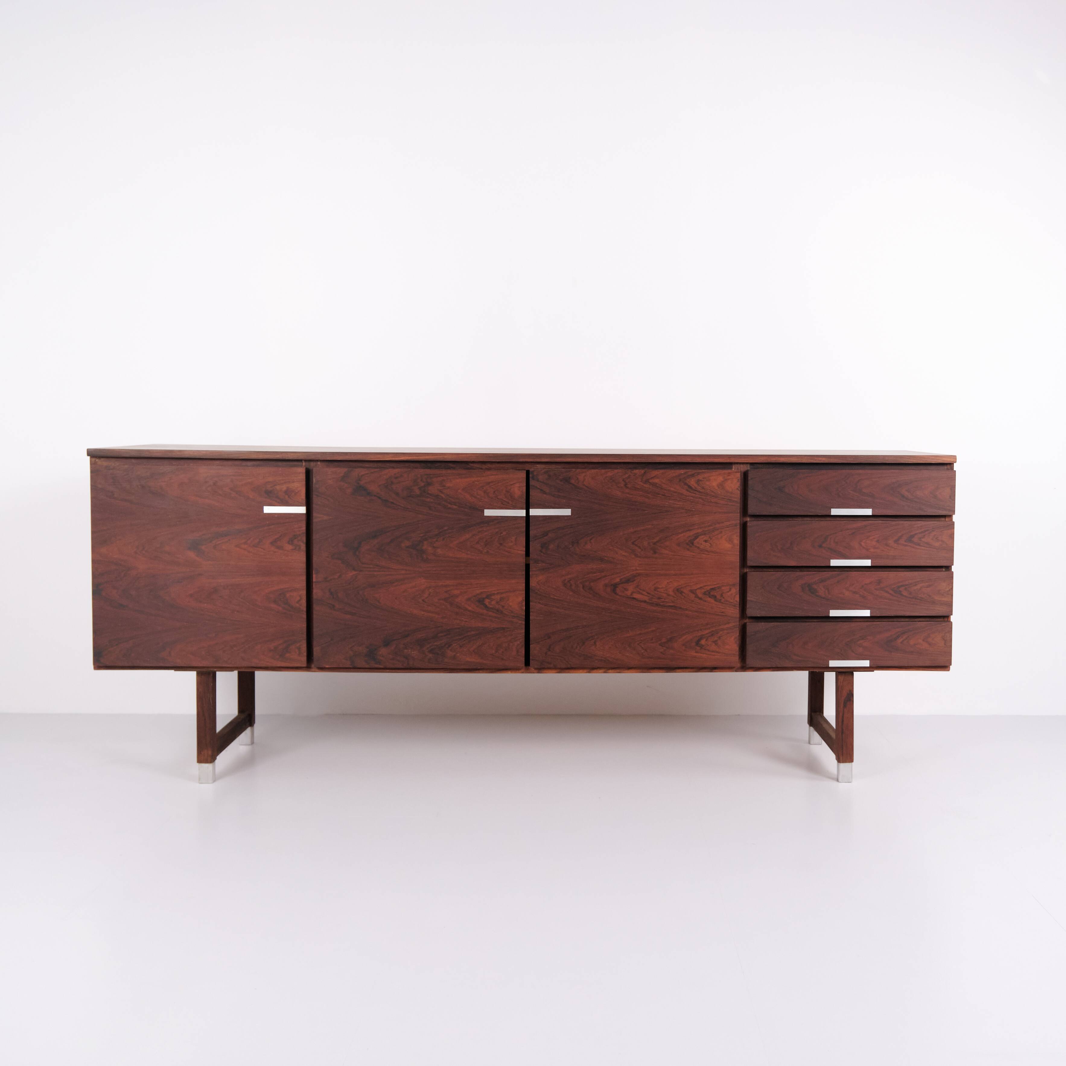 Sideboard - Rosewood - Aluminium handles & feet - Kai Kristiansen - Feldballes Furniture Factory (F M Furniture) - 1960s