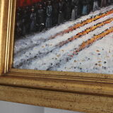 Tableau signé Le Moulin Rouge sous la neige