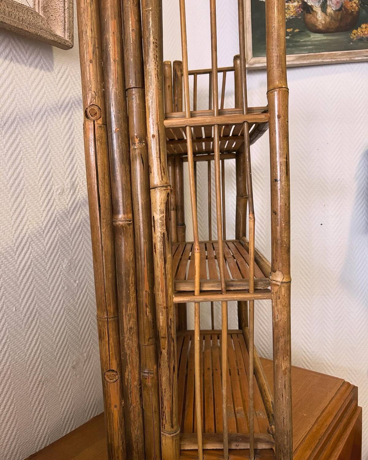 Bamboo standing shelf from the 60s