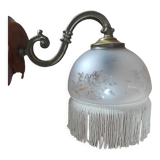 Gooseneck wall lamp fringed globe art deco