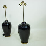 Pair of vintage ceramic and brass lamps