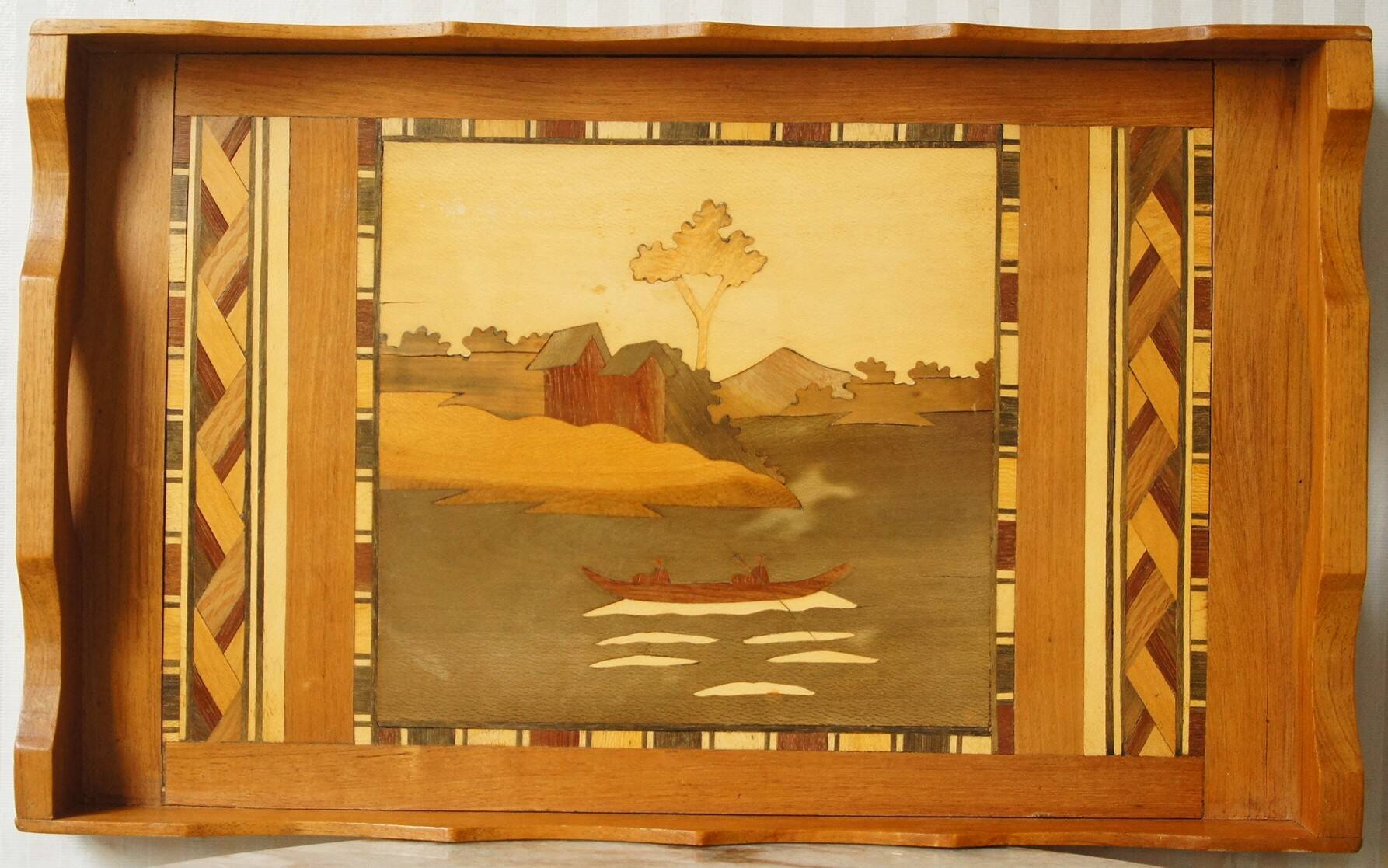 Madagascar wood marquetry tray