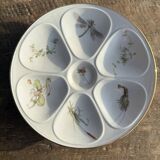 Set of 8 oyster plates or compartment plates, aquatic model Lourioux Fo.