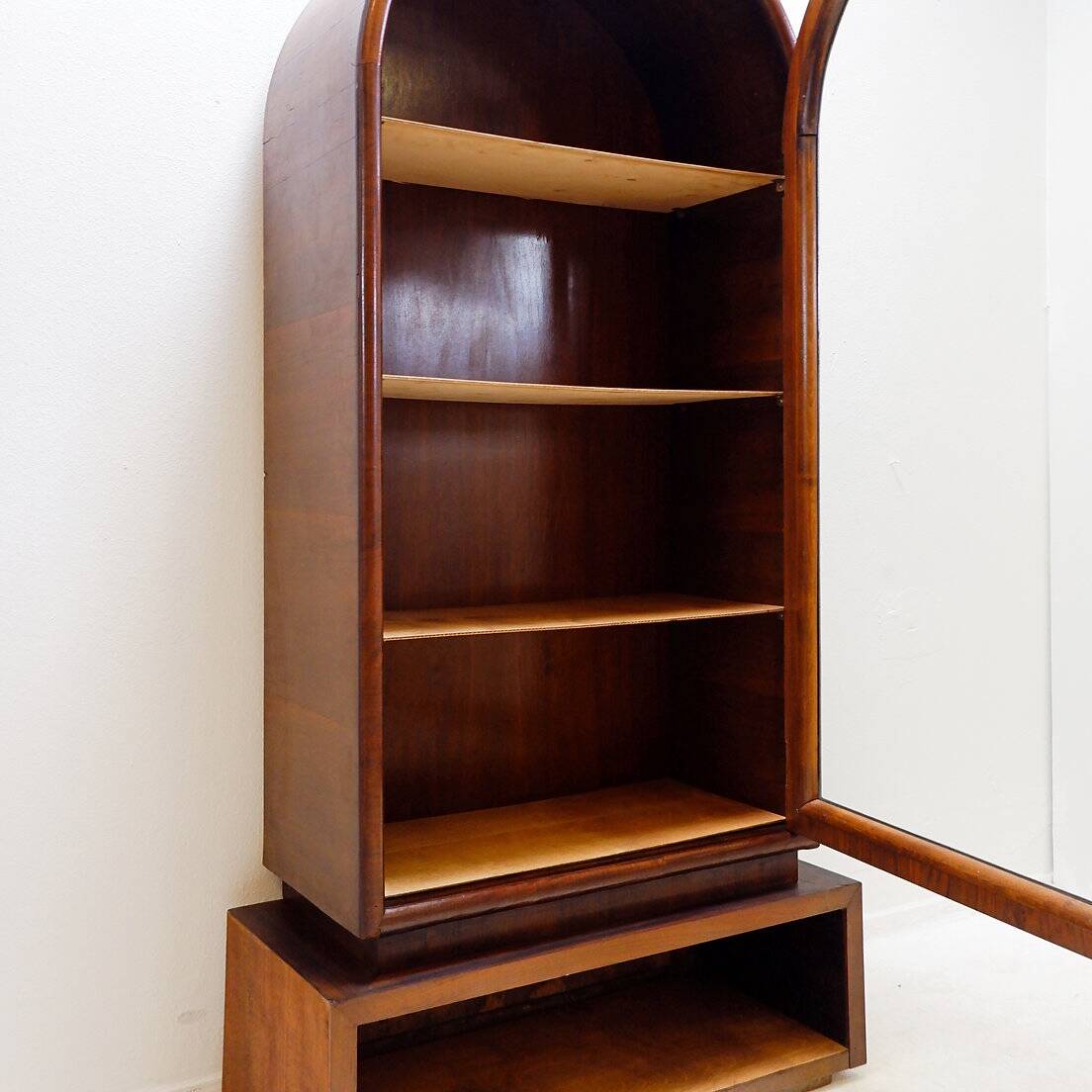 Arched display cabinet in wood and glass door - 1950s