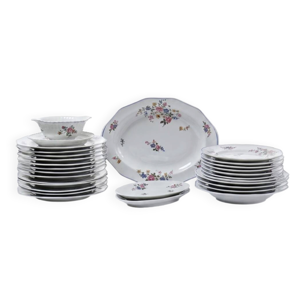 Service 28 pièces Bernardaud porcelaine de Limoges décor floral années 20-50