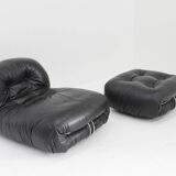 Soriana Chaise Lounge Chair by Afra & Tobia Scarpa for Cassina black leathe