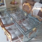 Wrought iron kitchen table with glass tray