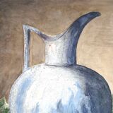 Tableau ancien fruits et pichet bleu