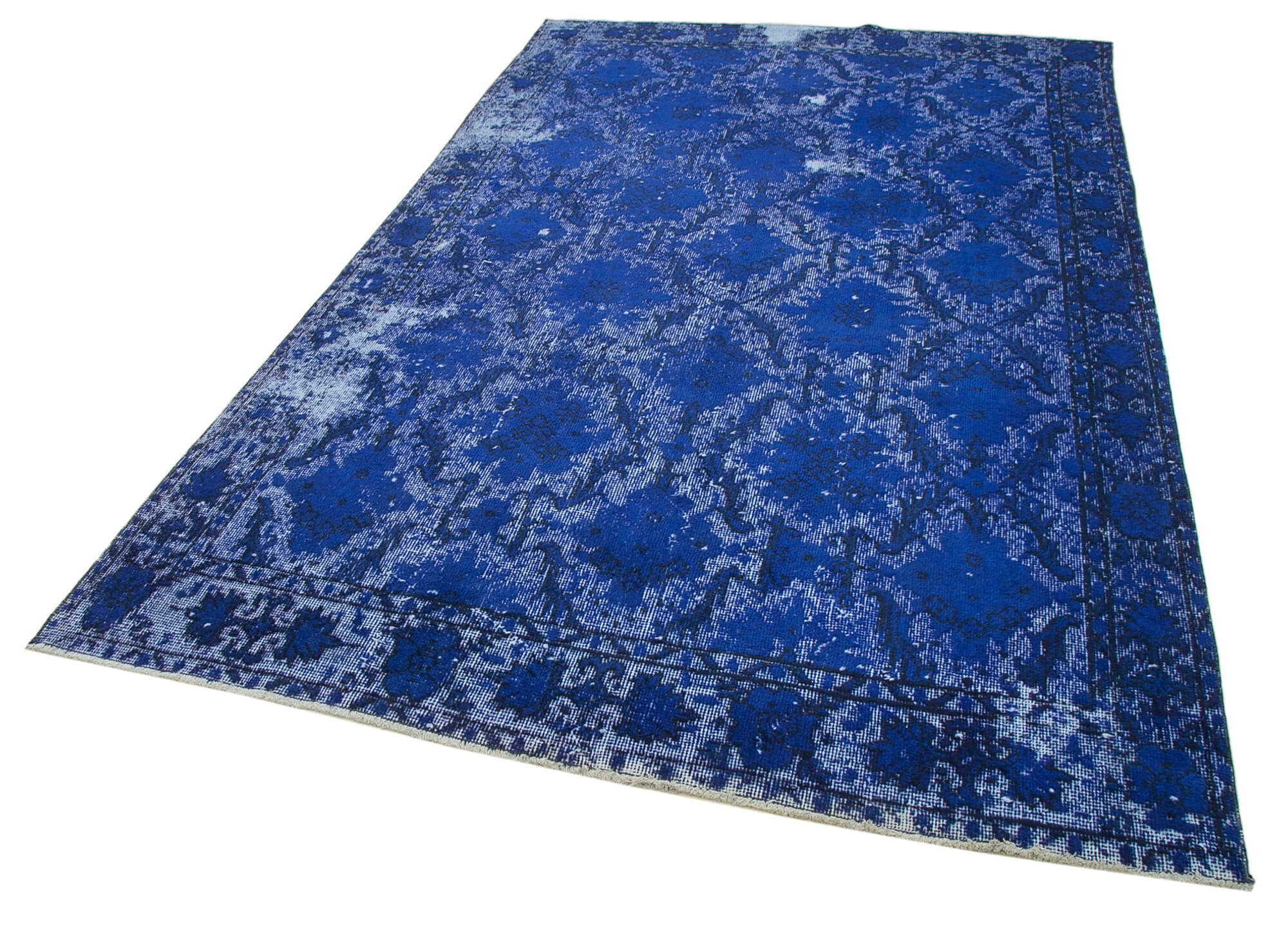 Handmade rustic anatolian 1970s 173 cm x 281 cm blue rug