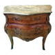 Petite commode tombeau, style Louis XV Régence - Loupe d'orme et marbre vert.