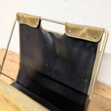 Brass and velvet magazine rack