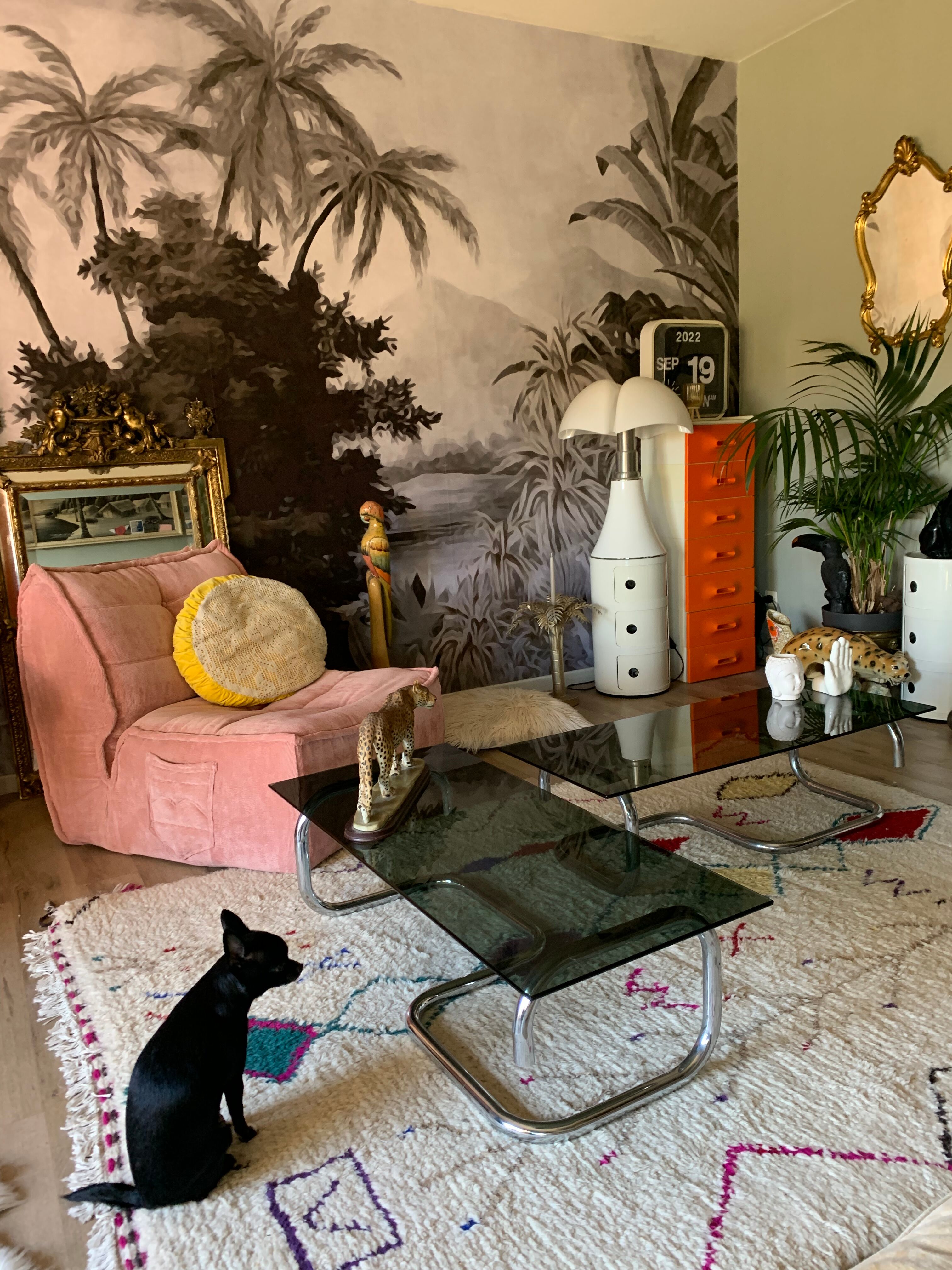 Coffee table chrome and smoked glass